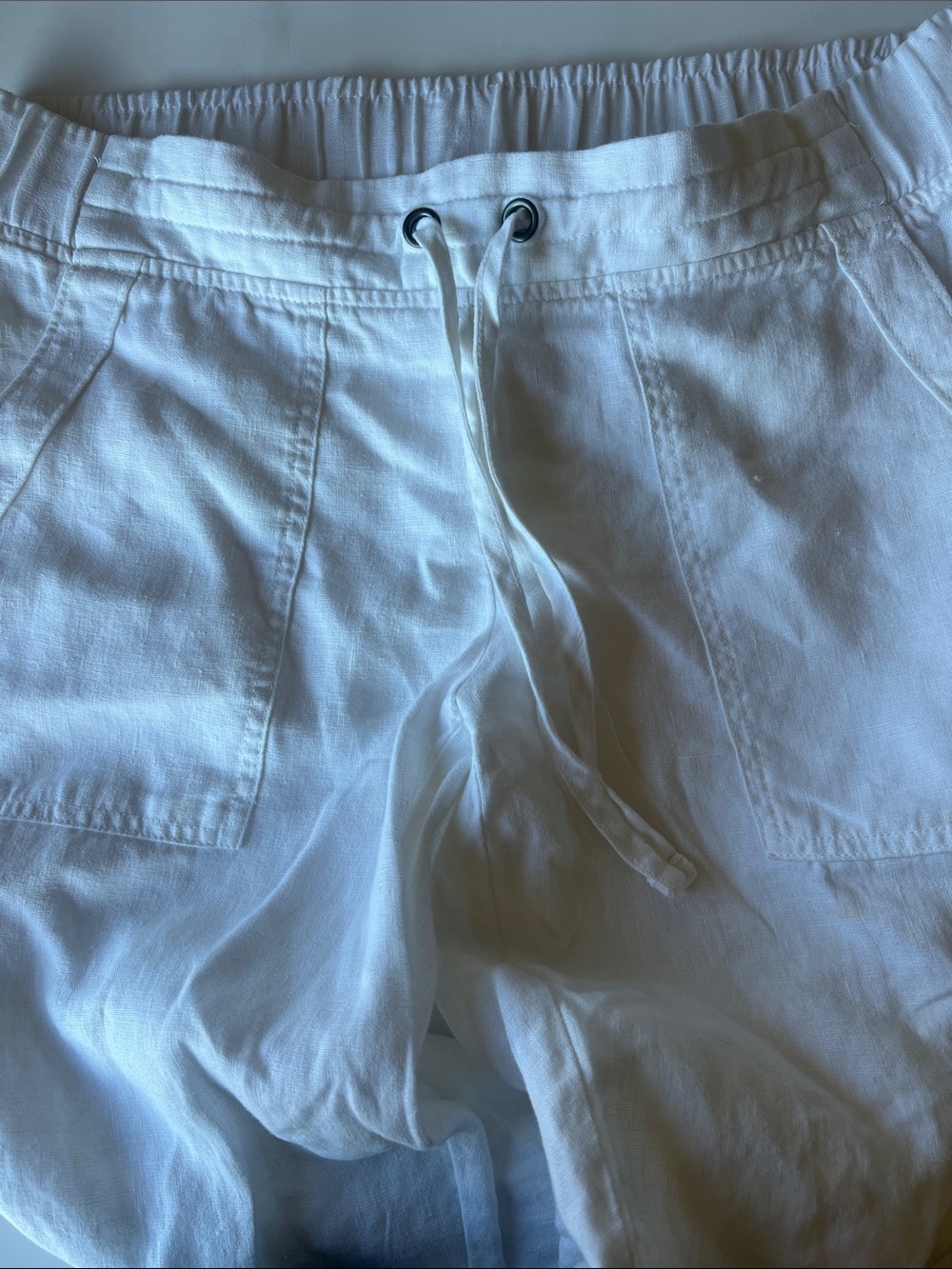 Athleta White Elastic Waist Linen Pants - Picture 7 of 12